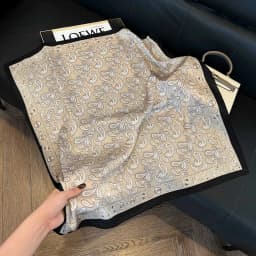 Luxury Brand Paisley Houndstooth Printed Square Scarf Soft Satin Thin Smooth Neck Scarf Sunscreen Headscarf For Women Head Wrap