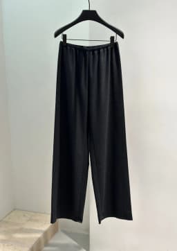 French Style Women 100% Wool Solid Elastic Waist Wide Leg Pants Elegant Lady All Match Long Trousers Pant 2025 Autumn