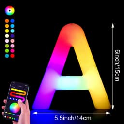 1PC Smart LED Letter Light - DIY RGB Marquee App Control Music Sync Indoor Sign Game Holiday Party Wedding Graduation Season A-Z