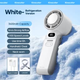 Portable High Speed Cooling Handheld Fan 3600mAh Rechargeable 100 Speed Adjustable Mini Foldable Air Cooling Turbo Fan & Lanyard