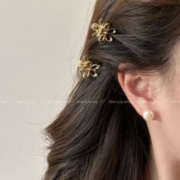 2/4pcs Mini Metal Hair Claw Clip Gold Silver Flower Geometric Clamps Grab Shark Clip Ins Korean Girls Women Hair Accessories