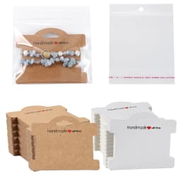 50Pcs Kraft Paper Card with 50Pcs Self-Adhesive Bags Blank Cardboard Holder Tags For Long Drop Earring Jewelry Display Packaging