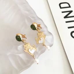 32 Style Colorful Enamel Cartoon Cute Rabbit Fox Ear Clips Funny Cat Bear Long Clip on Earrings Without Piercing for Women Girls