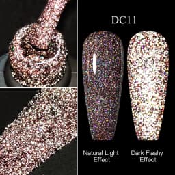Mtssii Reflective Glitter Gel Pink Sparkling Sequins Gel Nail Polish Soak Off UV Nail Gel Semi-permanent Nail Art Decoration