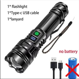 10000000LUMS GT10 Flashlight Super Bright Portable Ultra Power Long Range Tactical Torch Lamp Outdoor Emergency Camping Lantern
