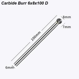 Carbide Burr 6x8m 100mm Extra Long 1/4 Shank Carve Grinde Abrasive Tool Rotary Cut Rasp File Milling Cutter Drill Wood Metal