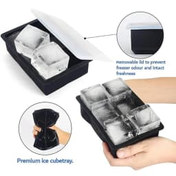 Ice Cube Tray Silicone Ice Mold Large Ice Cube Mold Square Ice Cube Maker Ice Cube Tray 4/6/8 Grid for Whiskey Cocktail Ice Mold
