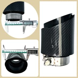 1 Pcs Universal Car Carbon Fibre Tail Throat Stainless Steel Bright Black Twill Glossy Muffler Exhaust Nozzle Tip