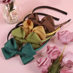 4pcs Cute Solid Color Grosgrain Ribbon Hair Bows Headbands for Girls Plastic Teeth Hairbands Children Kids Hair Accessories