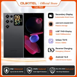 OUKITEL C62 Pro Smartphone Android 15, 6.88" HD+ Display Unisoc T615 Cell Phone, 24GB (6+18) + 256GB, 5150mAh Battery NFC Mobile