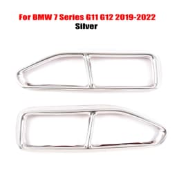 2Pcs Glossy Black Steel Car Exhaust Muffler Pipe Tip Cover Trim For BMW 7 Series F01 G11 G12 730 740 750li 2009-2022 Accessories
