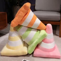 Roadblock Cushion Stuffed Soft Lifelike Plush Traffic Cone Road Construction Cone Pillow Kids Toys Home Decoration