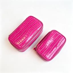 Crocodile Pattern Cowhide Cosmetic Bag Rose Red Light Luxury Genuine Leather Women Travel Portable Toiletry Storageanity Case