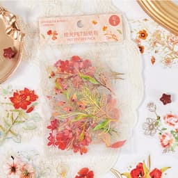40Pcs/Bag Aesthetic Flower Stickers Pack Fresh Plant Hand Account DIY Material Decorative Stationery Stickers