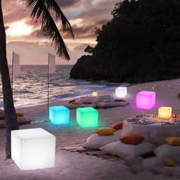 LED Luminous Cube Bar Table Lamp Battery Powered Remote 16 Color KTV Party Glowing Seat Light for Garden Hotel Decor Night Light