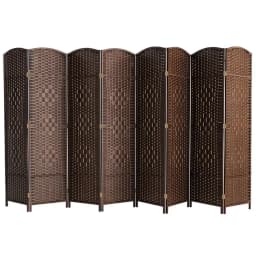 Folding Room Divider, Rattan Woven Privacy Screen, 4 or 8 Panels, Hinged Freestanding Room Divider, 6Ft Tall Bedroom Partition