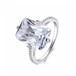 Modian 100% 925 Sterling Silver Rectangle 5A Clear Zircon Luxury Rings Anniversary Engagement Jewelry For Women Fashion Rings