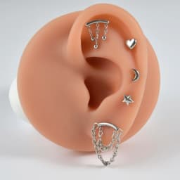 1PC-5PCS Surgical Steel Ear Cartilage Drop Chain Lip Studs Gold/Silver Labret Tragus Helix Earring Daith Lobe Piercing Jewelry
