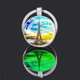 Luminous Eiffel Tower Keychains Two-Side Glass Pendant Key Chain France Paris Eiffel Tower Glow in The Dark Keyring Travel Gifts