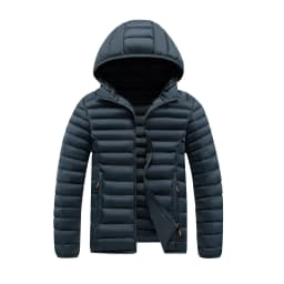 Mens Quilted Warm Parkas White Duck Down Padded Winter Jacket Hooded Mens Puffer Jacket Waterproof Lightweight Outdoor Outwear