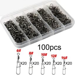 100pcs/box Swivel Snap Connector Pin Rolling Ring Fishing Tackle Buckle Hook Lure Kit Wire Connection 50pcs- 100pcs Bearing Gear