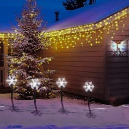 4Pcs Christmas Atmosphere Solar Path Light Pattern Outdoor Waterproof Landscape Lamp Perfect For Home Garden Patio Pool Decor