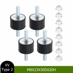 4 pack Rubber Double Studs Anti Vibration Shock Absorber Rubber Mounts Shock Damper with 8 pcs M10 Locking Nuts