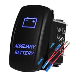 12V 24V Boat Trim Tabs Switch (ON)-OFF-(ON) Momentary Rocker Switch Waterproof Blue Light ON-OFF Toggle Switch With Harness