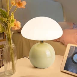 Mushroom Small Table Lamp Cream Roller Molded Ceramic Atmosphere Lamp Eye Protection LED Lamp Bedroom Headboard Decoration Light