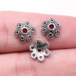 50pcs Tibetan Antique Silver Color Flower Bead End Caps For Jewelry Making Findings Needlework DIY Accessories Wholesale