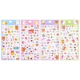 4 pcs/lot Cartoon Shopping Bear Rabbit Crystal 3D Stickers Scrapbooking Diy Journal Stationery Decor School Supplies GIft