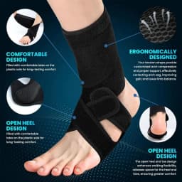 1Pcs Drop Foot Brace Adjustable Breathable Ankle Brace,Improve Walking Gait Foot Orthosis for Walking with Shoes, Socks,Barefoot
