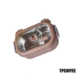 Cartoon Bear Pattern Stainless Steel Lunch Box Student School Office Healthy Food Storage Containers Portable Grids Bento Box