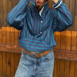 Autumn New Pocket Loose Commute Sweatshirt Vintage Stripe Contrast Color Printed Pullovers Elegant Long Sleeve Stand Collar Tops