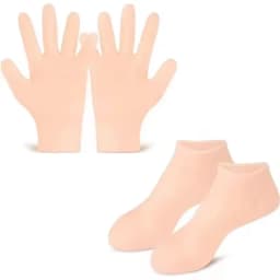 Silicone Skin Care 3-Piece Set - Reusable Moisturizing Mask Set, Gloves, Socks - For Face, Hands and Feet Dry, Cracked Skin, Set