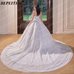 BEPEITHY Customizd V Neck Princess Wedding Dresses For Women 2026 Plus Size Bride Glitter Ball Gown Bridal Vestidos De Novia