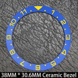 Sloping 38mm * 30.6mm Ceramic/Aluminum Blue Luminous Bezel GMT and Diving Watch Insert Fit for 40mm Watch Case Replacement Watch
