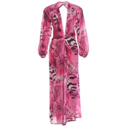 Woman Tiger Stripe Print Deep V-neck Dress Sexy Backless Long Sleeve Dresses 2026 Summer Vacation Beach Party Elegant Vestidos