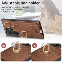 Luxury Leather Magnetic Shockproof Card Slot Case For Samsung Galaxy S25 S24 S23 S22 S21 Ultra + Plus FE Ring Stand Wallet Cover