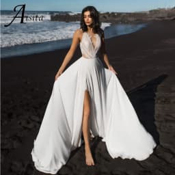 Wedding Dresses Princess Sleeveless customized V Neck Lace Appliques A Line Backless Bridal Gowns Court Train Cвадебное платье