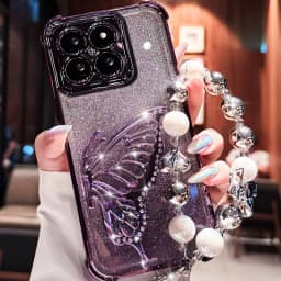 Shockproof Plating Glitter Butterfly Bracket Bracelet Case for iPhone 17 Air 16 15 14 13 12 11 17 Pro Max 16 Plus 16E Soft Cover