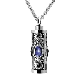 Crystal Cremation Urn Necklace for Ashes Keepsake Cremation Jewelry for Human Ashes Stainless Steel Memorial Pendant with Flower