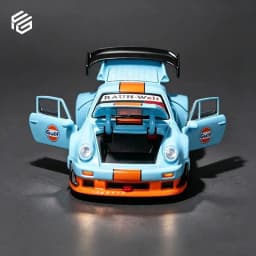 FG 1:64 Porsche 930 RWB Wide Body Modification Gulf Oil Full Open Alloy Diecast Car Model Collection
