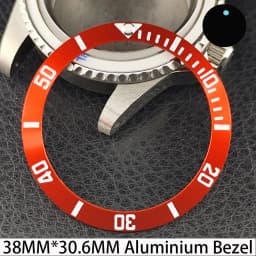 Sloping 38mm * 30.6mm Ceramic/Aluminum Bezel GMT and Diving Watch Insert Fits for 40mm Men's Watch Case Bezel Replacement Insert