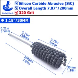 320Grit Cylinder Hone Ball Brush Tool Silicon Carbide Metal Engine Valve Guides Deburring Carbon Removal Crosshatching Polishing