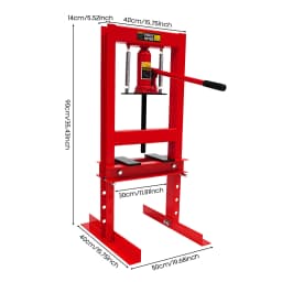 6 Ton Hydraulic Press Heavy Duty H-Frame Shop Press with Manual Hydraulic Pump & 4 Adjustable Heights for Bearing Bushings