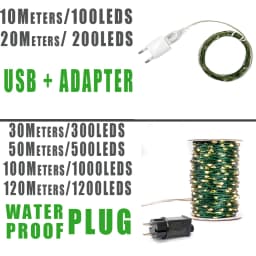 100M LED String Lights Green Wire Fairy Lights Warm White Garland for Outdoor Home Wedding Christmas Party Garden Decoration
