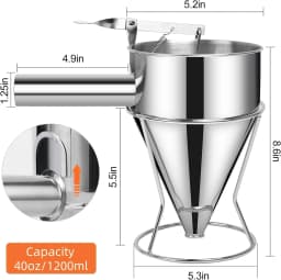 2026 Pancake Batter Dispenser with 4 Nozzles Multi-Caliber Stainless Steel Funnel Cake Dispenser with Stand Great for Bake Goods