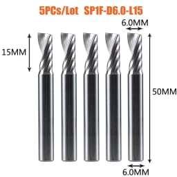 Dreanique 5pc/lot Single Flute Spiral End Mill CNC 3D Advertisement Engraving 1 Flute Bit for wood Acrylic Aluminum Plastics Cut