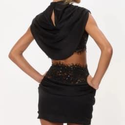 Women's 2 Piece Set Sleeveless Drape Satin Crop Top High Waist Lace Waist Ruched Bodycon Skirt Fashion Party Club Outfit